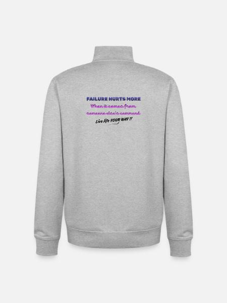 Failure Hurts More - Unisex Organic Zip Sweatshirt by Stanley/Stella - heather grey