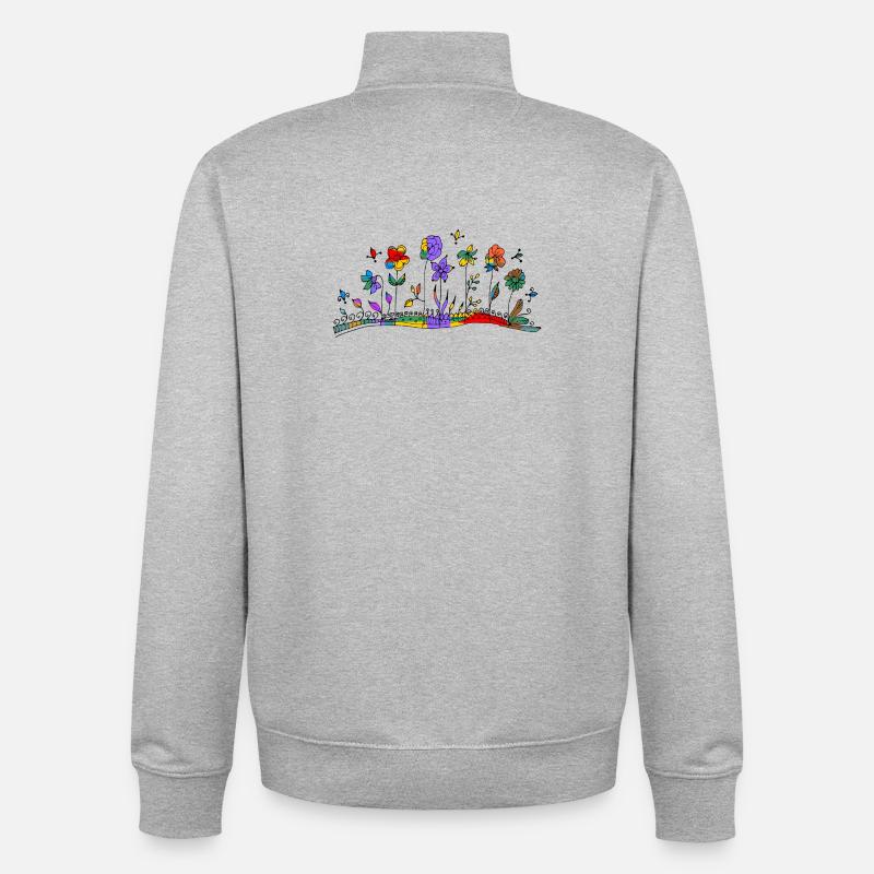 Fleur - Sweat zippé unisexe en coton bio Stanley/Stella - gris chiné
