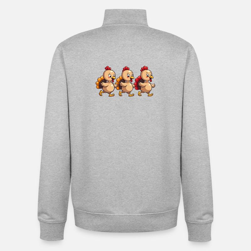 Bébé dinde de Thanksgiving - Sweat zippé unisexe en coton bio Stanley/Stella - gris chiné