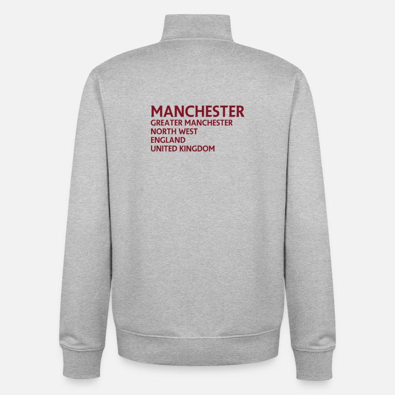 Manchester Name Stack Typography - Unisex Organic Zip Sweatshirt by Stanley/Stella - heather grey