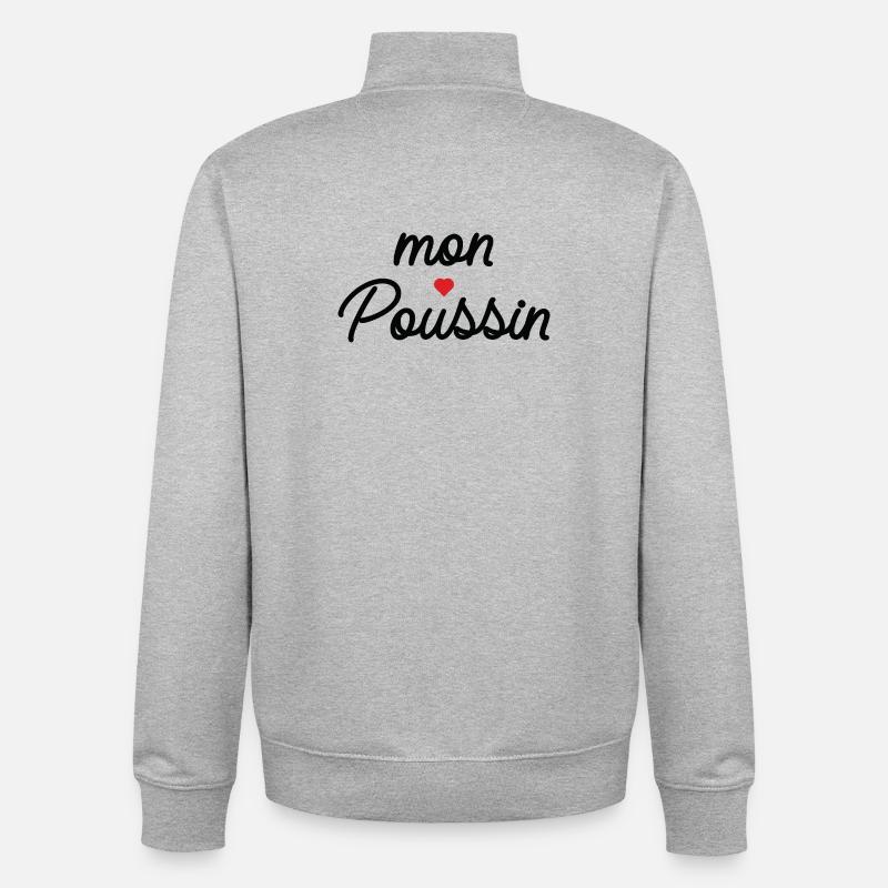 Mon Coeur Coussin Script - Sweat zippé unisexe en coton bio Stanley/Stella - gris chiné