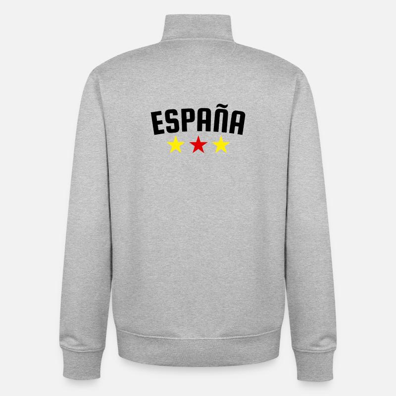 Spain Three Star Design - Unisex Organic Zip Sweatshirt by Stanley/Stella - heather grey