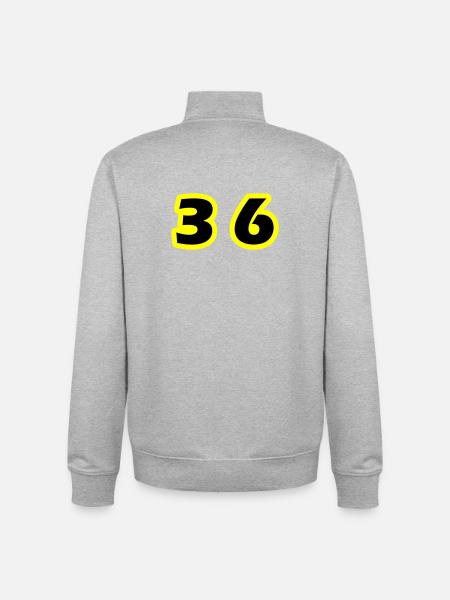 36 Number Symbol - Unisex Organic Zip Sweatshirt by Stanley/Stella - heather grey