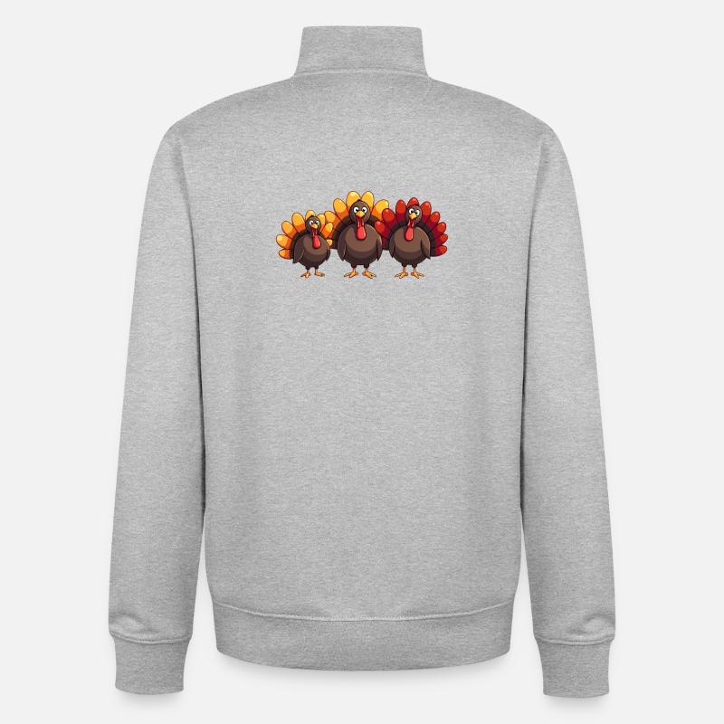 Bébé dinde de Thanksgiving - Sweat zippé unisexe en coton bio Stanley/Stella - gris chiné