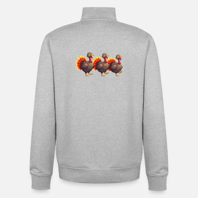 Bébé dinde de Thanksgiving - Sweat zippé unisexe en coton bio Stanley/Stella - gris chiné