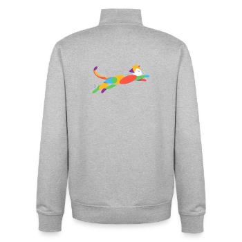 Colorful Cat in Motion – Abstract Design - Unisex Organic Zip Sweatshirt by Stanley/Stella - heather grey - Back - AI Model Male 185 light (185cm)