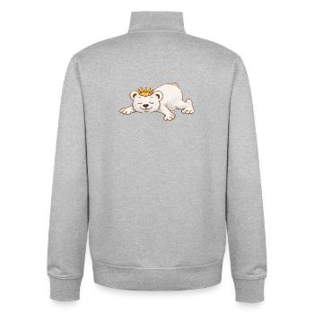 Ours endormi avec couronne – Motif d’animal mignon - Sweat zippé unisexe en coton bio Stanley/Stella - gris chiné - Dos - AI Model Male 185 light (185cm)
