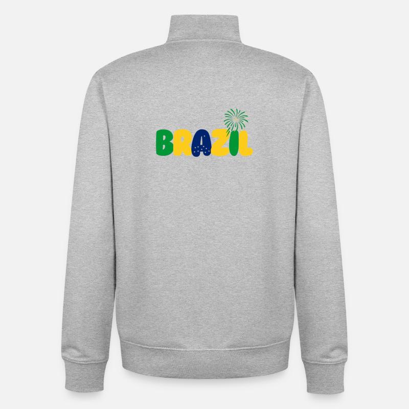 Brazil - Sweat zippé unisexe en coton bio Stanley/Stella - gris chiné