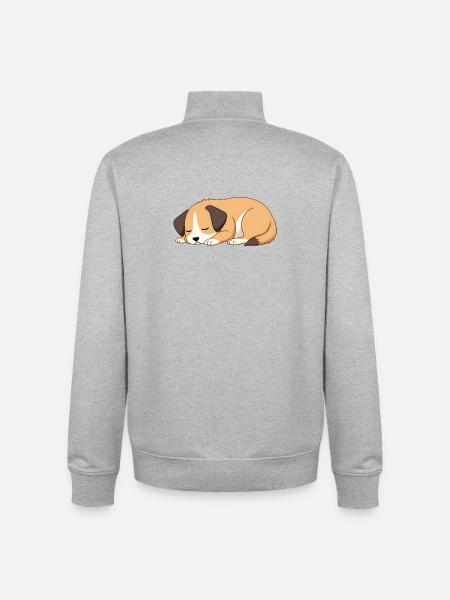 sleeping dog - Unisex Organic Zip Sweatshirt by Stanley/Stella - heather grey