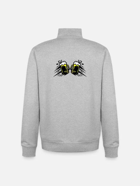 Bier Bierglas Anstoßen Symbol - Unisex Organic Zip Sweatshirt von Stanley/Stella - Grau meliert