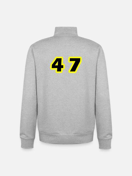 47 Symbole numérique - Sweat zippé unisexe en coton bio Stanley/Stella - gris chiné