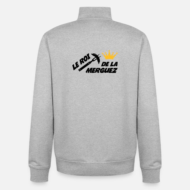 Le Roi de la Merguez ! - Sweat zippé unisexe en coton bio Stanley/Stella - gris chiné