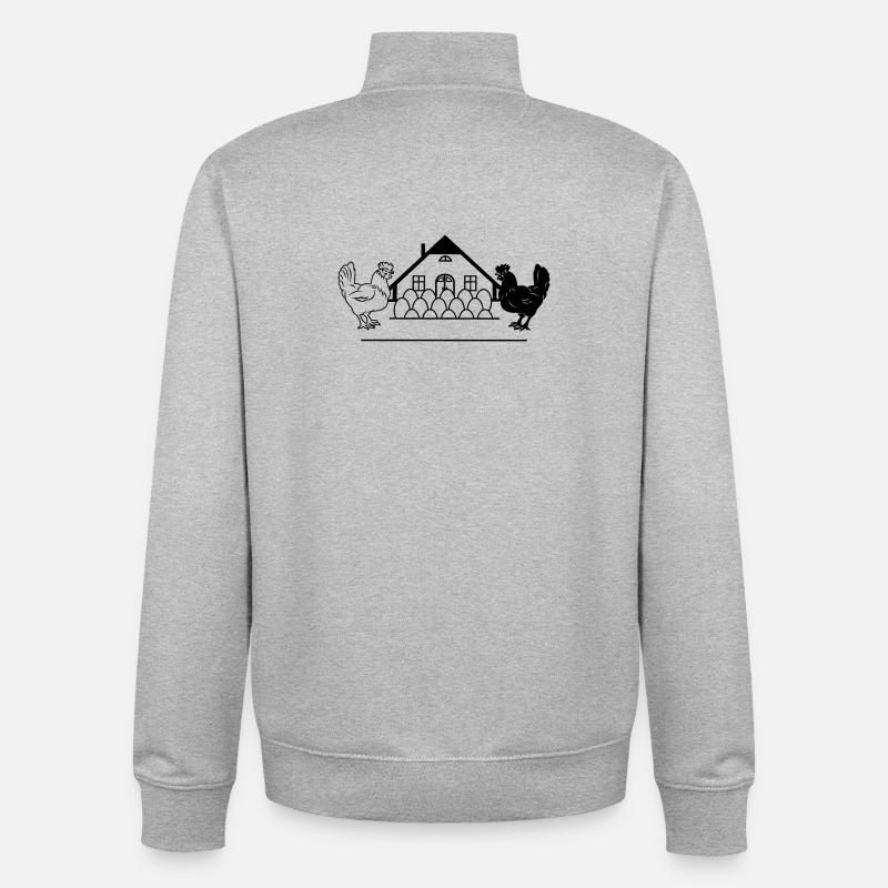 Dark and light chicken monogram logo - Unisex Organic Zip Sweatshirt by Stanley/Stella - heather grey