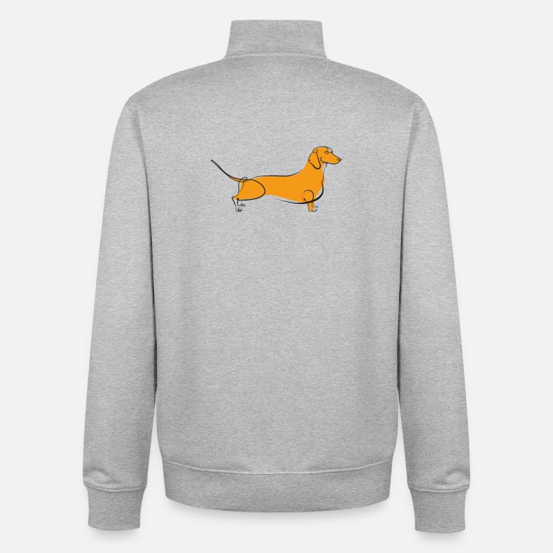 Dackellinie - Unisex Organic Zip Sweatshirt von Stanley/Stella - Grau meliert