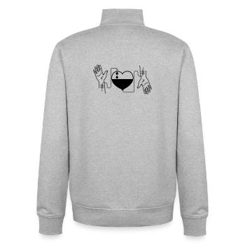 Blood giving heart hands - Unisex Organic Zip Sweatshirt by Stanley/Stella - heather grey - Back - AI Model Male 185 light (185cm)