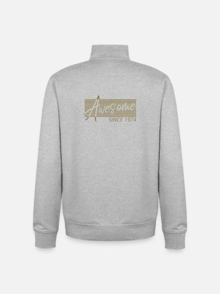 Awesome since 1974 Birthday Retro - Unisex Organic Zip Sweatshirt by Stanley/Stella - heather grey