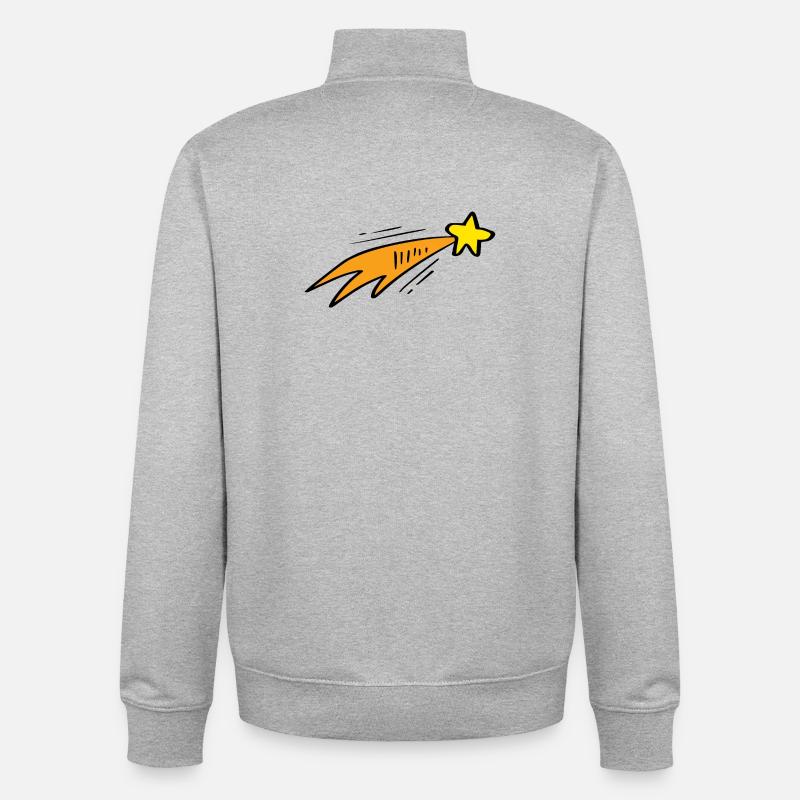 Fusée néon Star Trail - Sweat zippé unisexe en coton bio Stanley/Stella - gris chiné