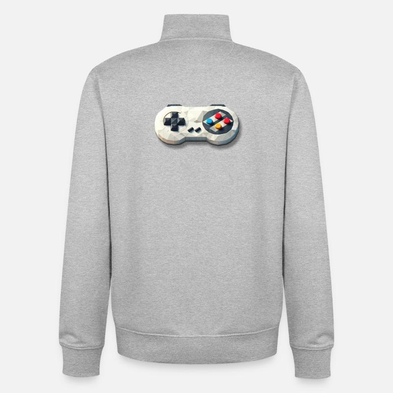 Retro Gaming - 16bit Controller für Videogames - Unisex Organic Zip Sweatshirt von Stanley/Stella - Grau meliert