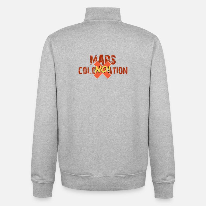 Mars colonisation no - Sweat zippé unisexe en coton bio Stanley/Stella - gris chiné