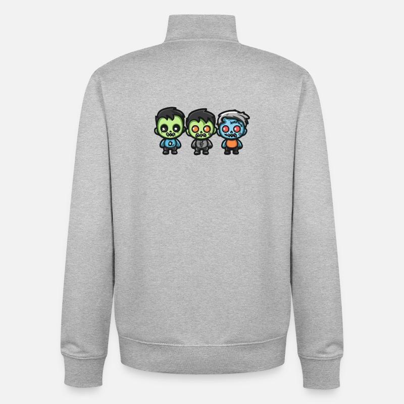 Zombies Halloween Niedlich Comic - Unisex Organic Zip Sweatshirt von Stanley/Stella - Grau meliert