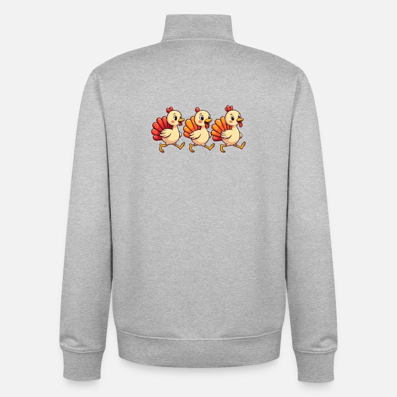 Bébé dinde de Thanksgiving - Sweat zippé unisexe en coton bio Stanley/Stella - gris chiné