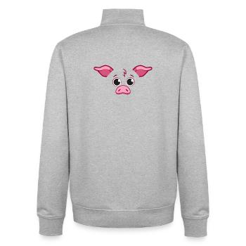 Visage de cochon mignon Art animalier rose minimaliste - Sweat zippé unisexe en coton bio Stanley/Stella - gris chiné - Dos - AI Model Male 185 light (185cm)