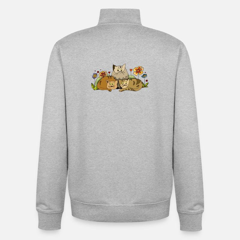 Katzen - Unisex Organic Zip Sweatshirt von Stanley/Stella - Grau meliert