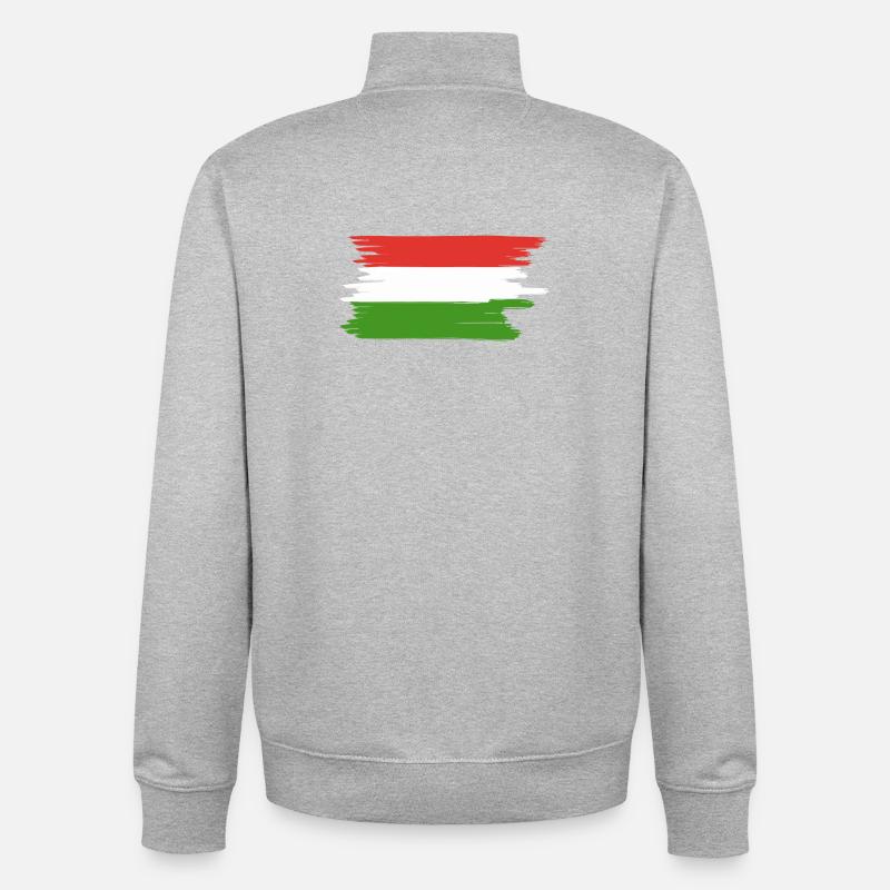 Vacances du drapeau hongrois - Sweat zippé unisexe en coton bio Stanley/Stella - gris chiné