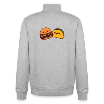 Burgers and kebabs - Unisex Organic Zip Sweatshirt by Stanley/Stella - heather grey - Back - AI Model Male 185 light (185cm)