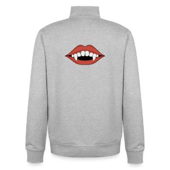 Vampire Fanged Lip Art - Sweat zippé unisexe en coton bio Stanley/Stella - gris chiné - Dos - AI Model Male 185 light (185cm)