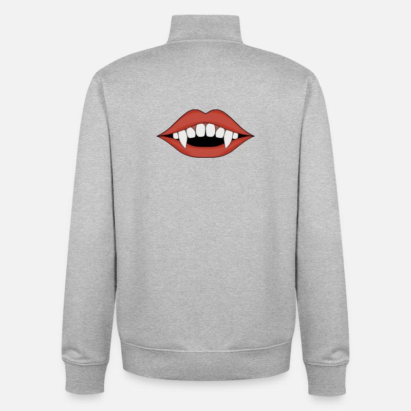 Vampir Reißzahn Lippenkunst - Unisex Organic Zip Sweatshirt von Stanley/Stella - Grau meliert