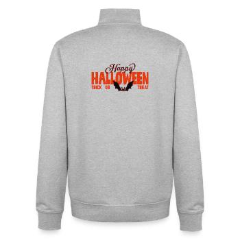 Joyeux Halloween Trick or Treat - Sweat zippé unisexe en coton bio Stanley/Stella - gris chiné - Dos - AI Model Male 185 light (185cm)