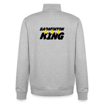The King of Badminton - Unisex Organic Zip Sweatshirt by Stanley/Stella - heather grey - Back - AI Model Male 185 light (185cm)