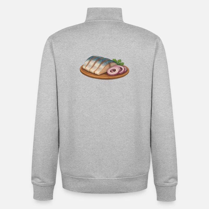 Geschenke des Weiten Nordens - Heringfilet - Unisex Organic Zip Sweatshirt von Stanley/Stella - Grau meliert