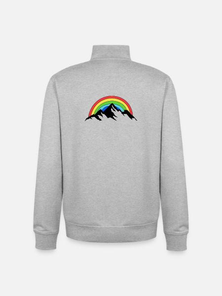 Mountain Rainbow Nature - Unisex Organic Zip Sweatshirt by Stanley/Stella - heather grey