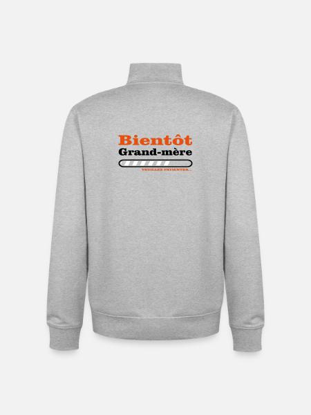 bientôt grand mère - Sweat zippé unisexe en coton bio Stanley/Stella - gris chiné