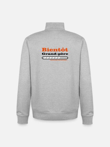 bientôt grand père  - Sweat zippé unisexe en coton bio Stanley/Stella - gris chiné