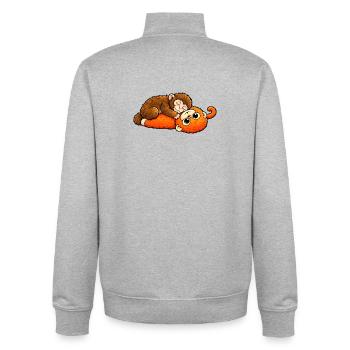 Bébé Singe Coup de Poing - Sweat zippé unisexe en coton bio Stanley/Stella - gris chiné - Dos - AI Model Male 185 light (185cm)