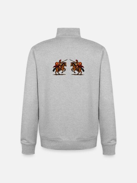 Spartan Reiterduell - Unisex Organic Zip Sweatshirt von Stanley/Stella - Grau meliert