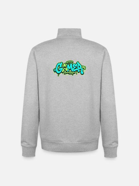 Gamer Graffiti Logo - Unisex Organic Zip Sweatshirt by Stanley/Stella - heather grey