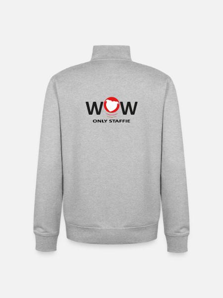 Staffies wow - 040 - Unisex Organic Zip Sweatshirt by Stanley/Stella - heather grey