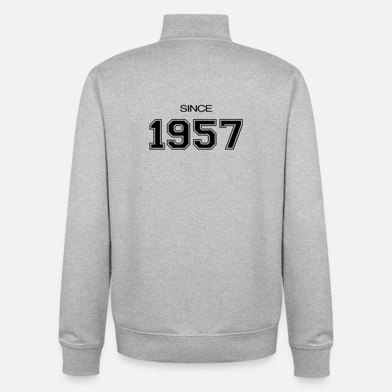 cadeau d'anniversaire 1957 - Sweat zippé unisexe en coton bio Stanley/Stella - gris chiné