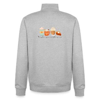 ☕ Pumpkin Spice Everything Nice 🎃 - Unisex Organic Zip Sweatshirt von Stanley/Stella - Grau meliert - Hinten - AI Model Male 185 light (185cm)