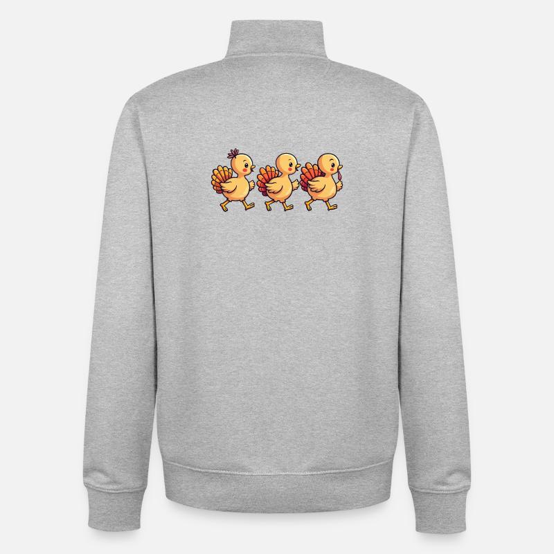 Bébé dinde de Thanksgiving - Sweat zippé unisexe en coton bio Stanley/Stella - gris chiné