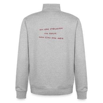 Musik zu laut: Bist du zu alt - Unisex Organic Zip Sweatshirt von Stanley/Stella - Grau meliert - Hinten - AI Model Male 185 light (185cm)