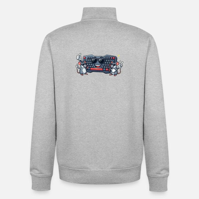 Duo de souris à clavier - Sweat zippé unisexe en coton bio Stanley/Stella - gris chiné