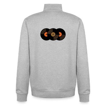 Collection de disques vinyles Fan de musique - Sweat zippé unisexe en coton bio Stanley/Stella - gris chiné - Dos - AI Model Male 185 light (185cm)