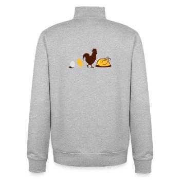 Egg,chick, rooster and chicken poultry Evolution - Unisex Organic Zip Sweatshirt by Stanley/Stella - heather grey - Back - AI Model Male 185 light (185cm)