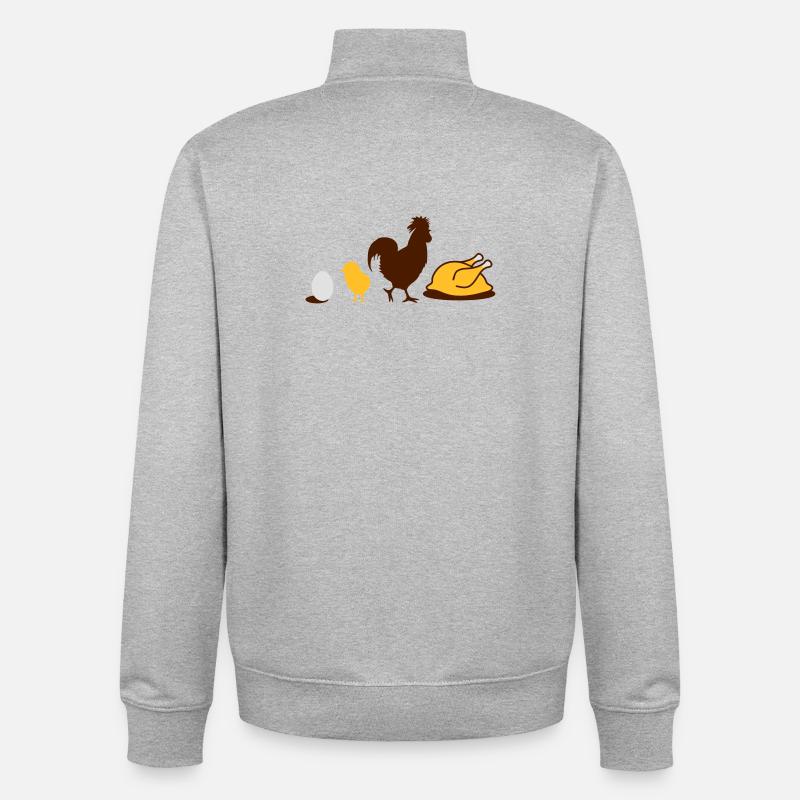 Ei,Küken,Hahn und Hähnchen-Geflügel Evolution - Unisex Organic Zip Sweatshirt von Stanley/Stella - Grau meliert