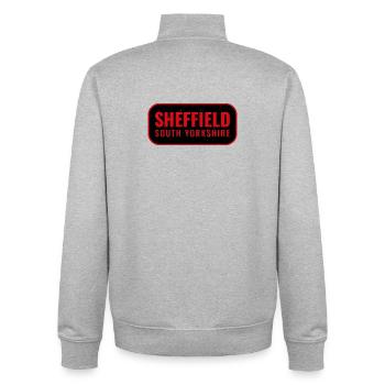 Sheffield Süd Yorkshire Retro Schild - Unisex Organic Zip Sweatshirt von Stanley/Stella - Grau meliert - Hinten - AI Model Male 185 light (185cm)